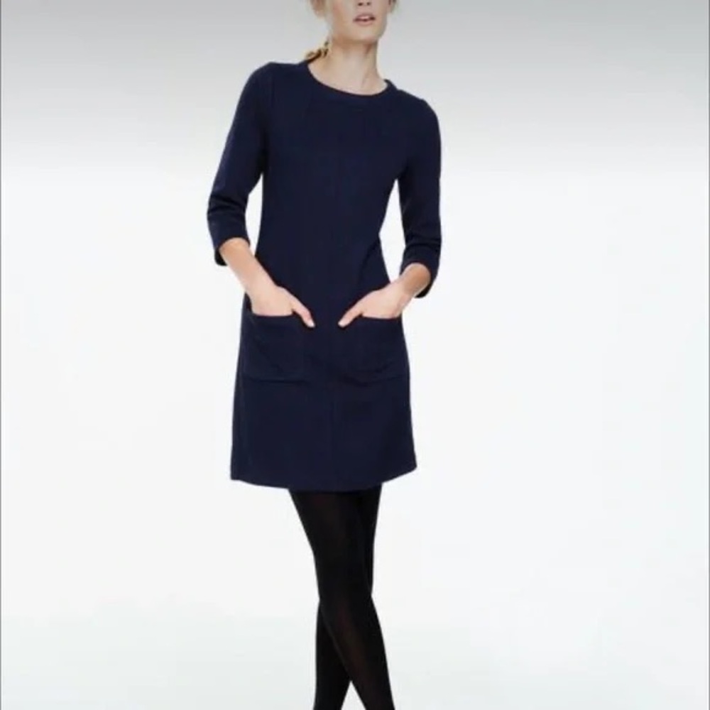 Boden Navy Textured Midi Dress